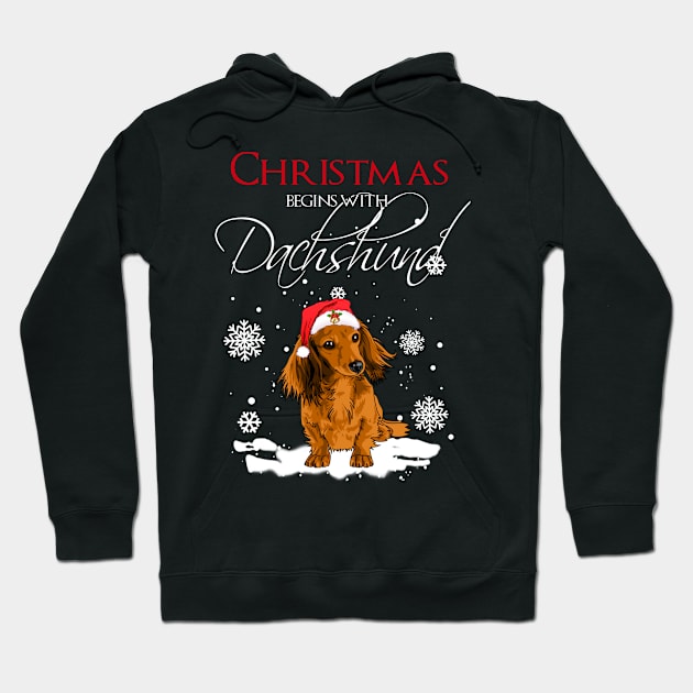 Christmas begins with Dachshund Hoodie by TeeAbe